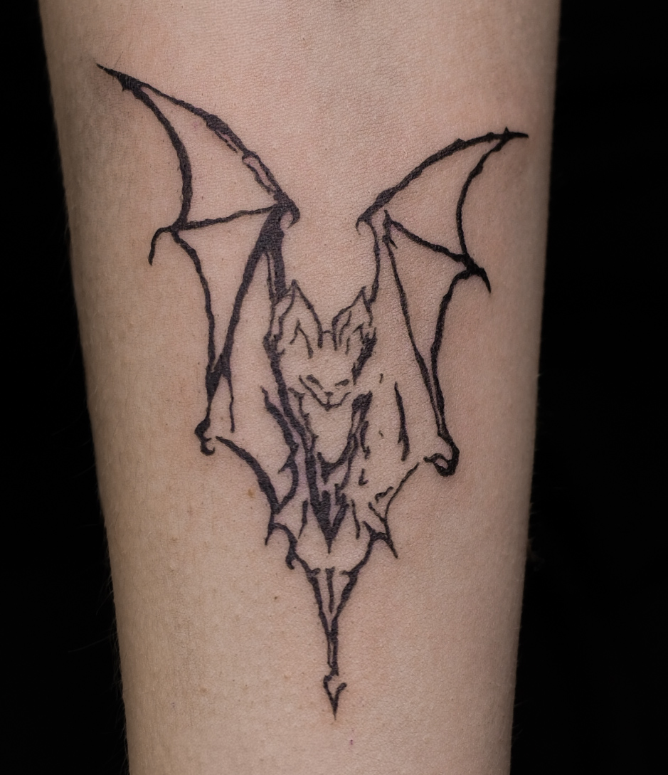 Cybersigilism bat — tatuaż cybersigilism, przedramię , Wrocław